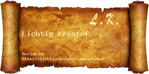 Lichtig Kristóf névjegykártya